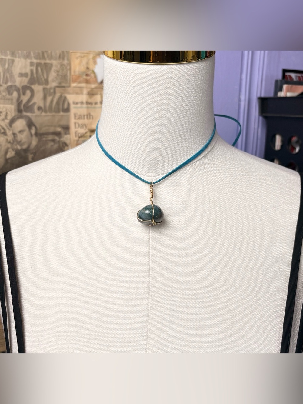Teal Stone Choker Necklace